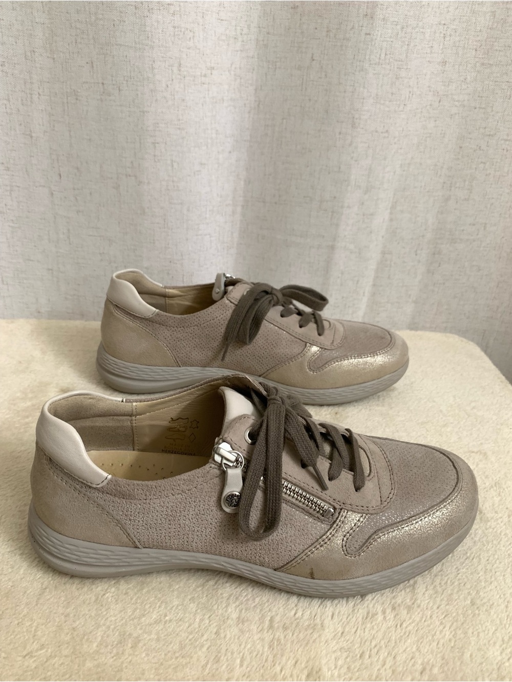 Fidelio Leather Made in Bosnia Men's Neutral Taupe Lace-Up Comfort Sneakers UK